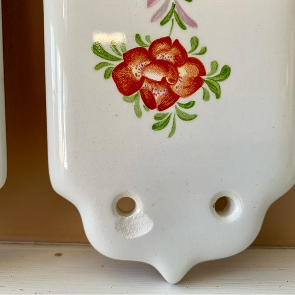 Set Four Vintage Antique Hand Painted Floral Porcelain Door Finger Push Plates - Picture 5 of 6